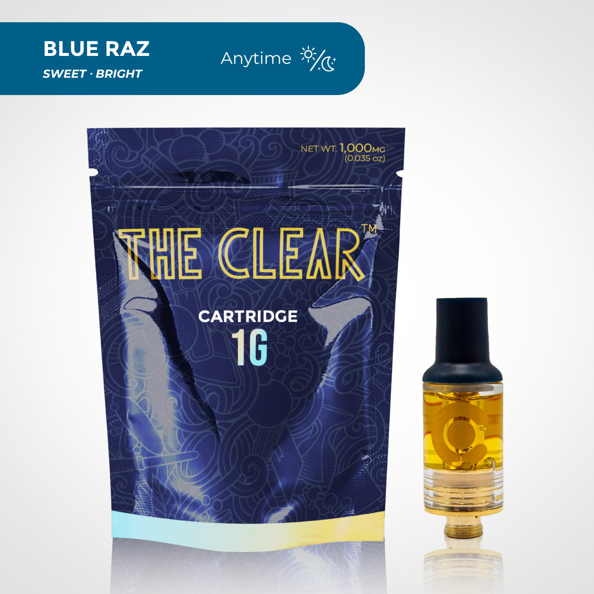 The Clear Blue Raz Distillate Vape Cartridge 1 gram
