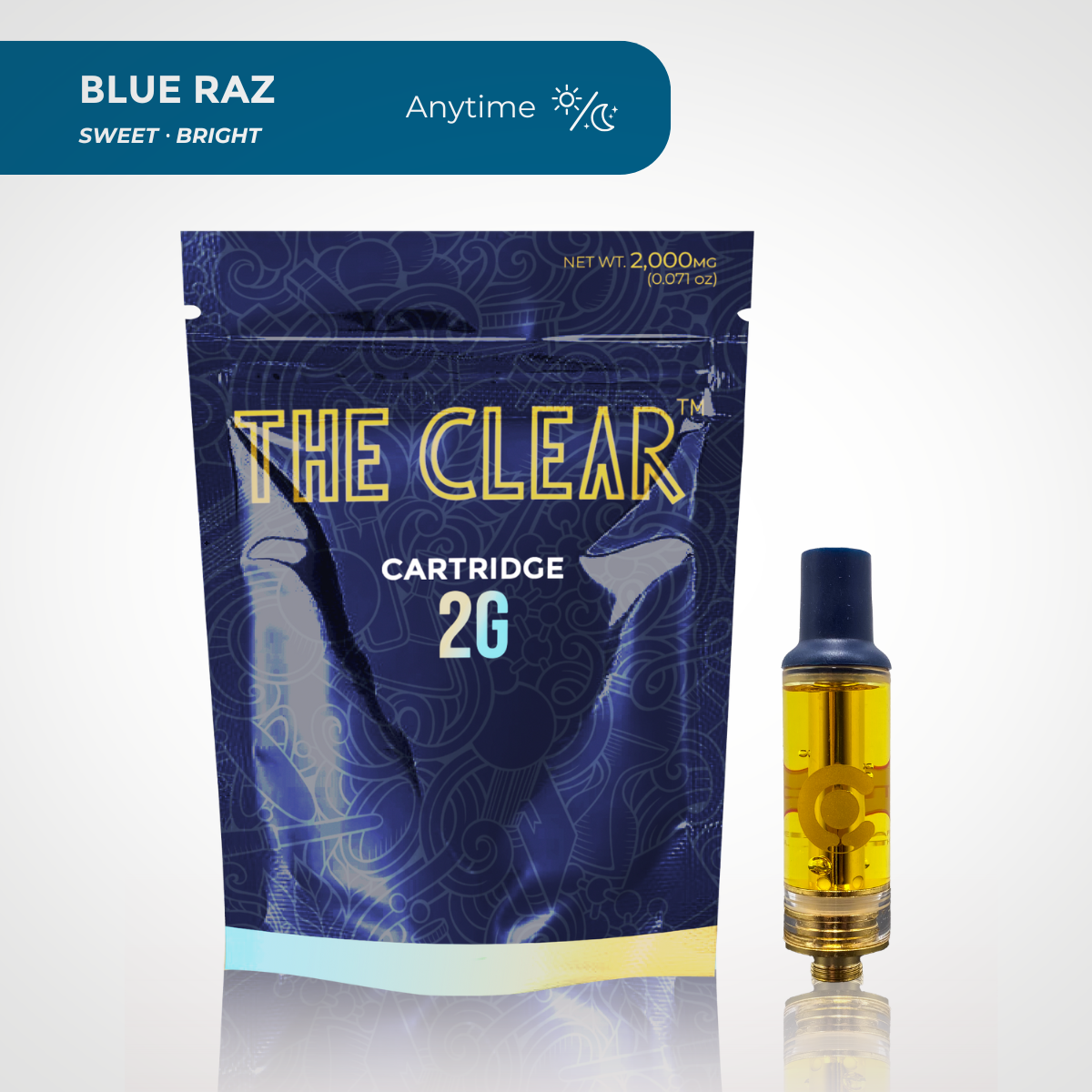 The Clear vape cartridge 2 grams Blue Raz