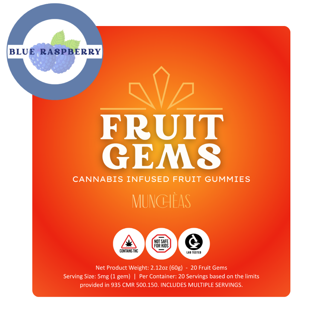Muncheas Blue Raspberry Fruit Gems 100mg edibles