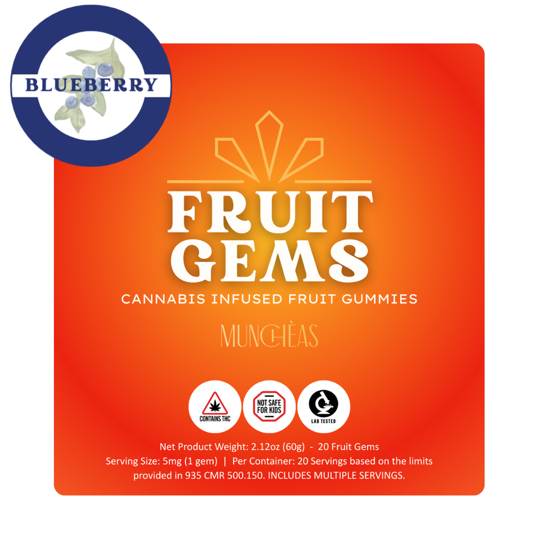 Muncheas Blueberry Fruit Gems 100mg edibles