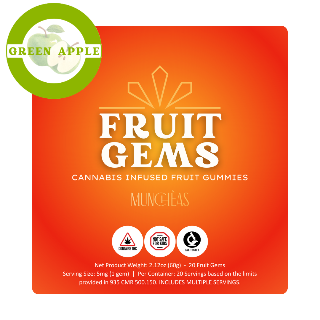 Muncheas Green Apple Fruit Gems 100mg Edibles