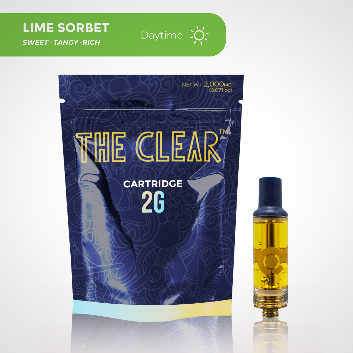 The Clear Lime Sorbet Distillate Vape Cartridge 2 grams
