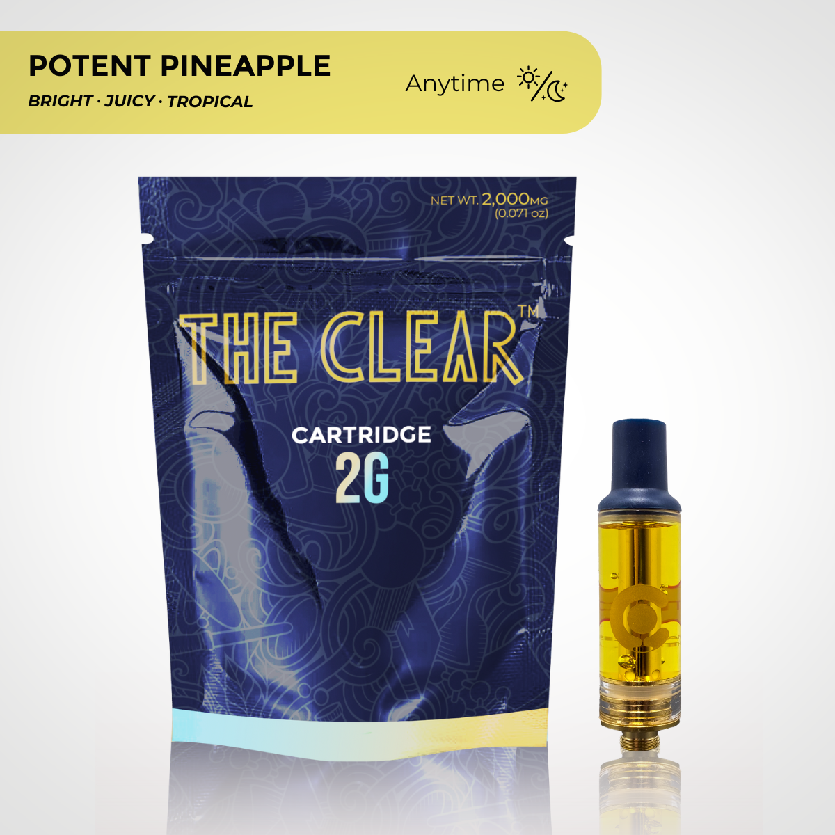 The Clear Potent Pineapple Distillate Vape Cartridge 2 grams