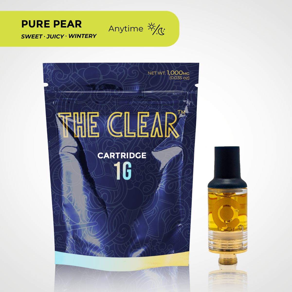 The Clear Pure Pear Distillate Vape Cartridge 1 gram
