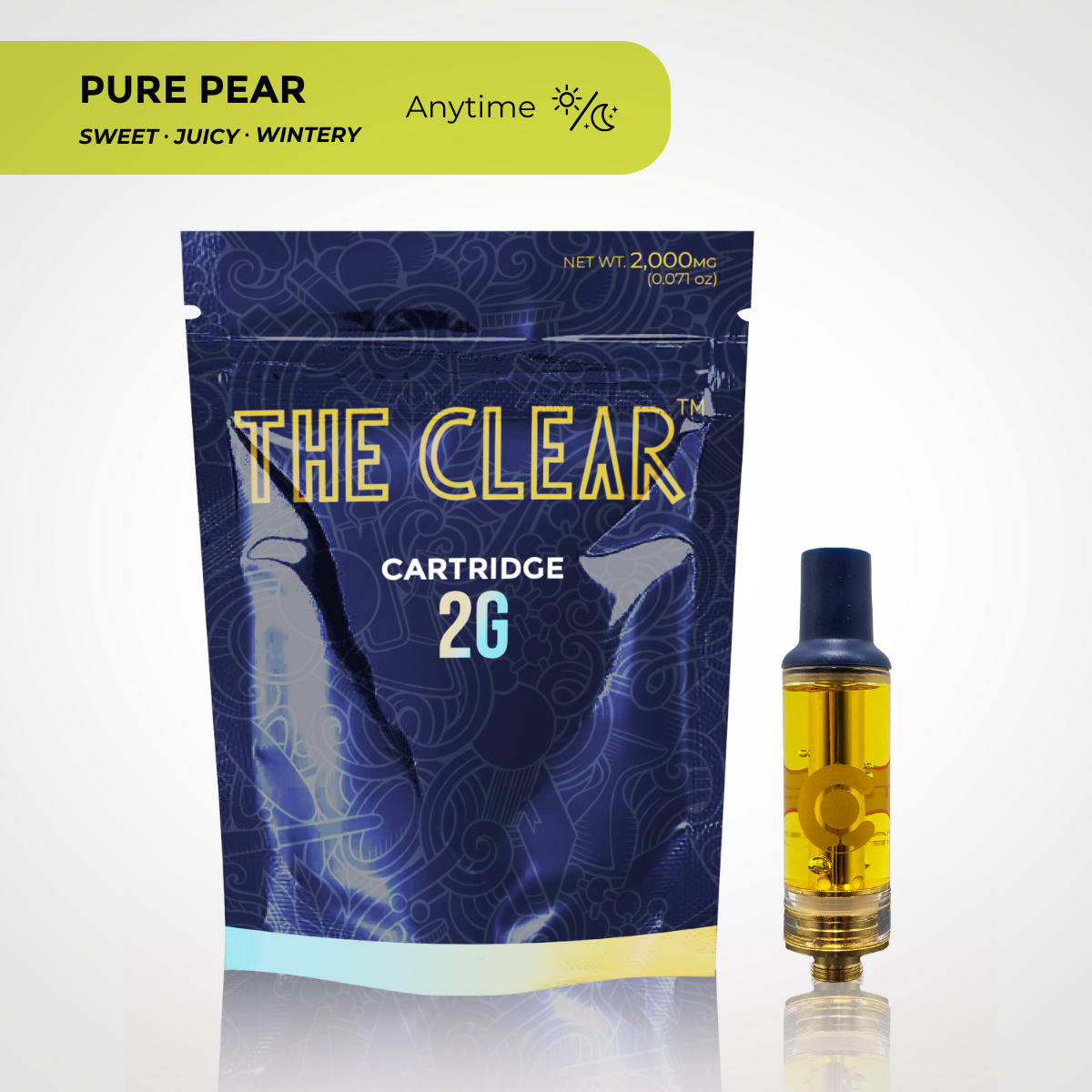 The Clear Pure Pear Distillate Vape Cartridge 2 grams